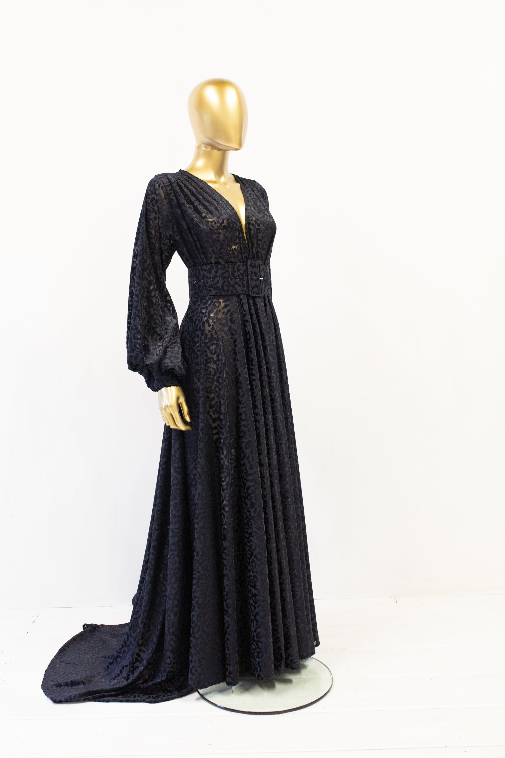 Vanya - Black Velvet Devore Gown