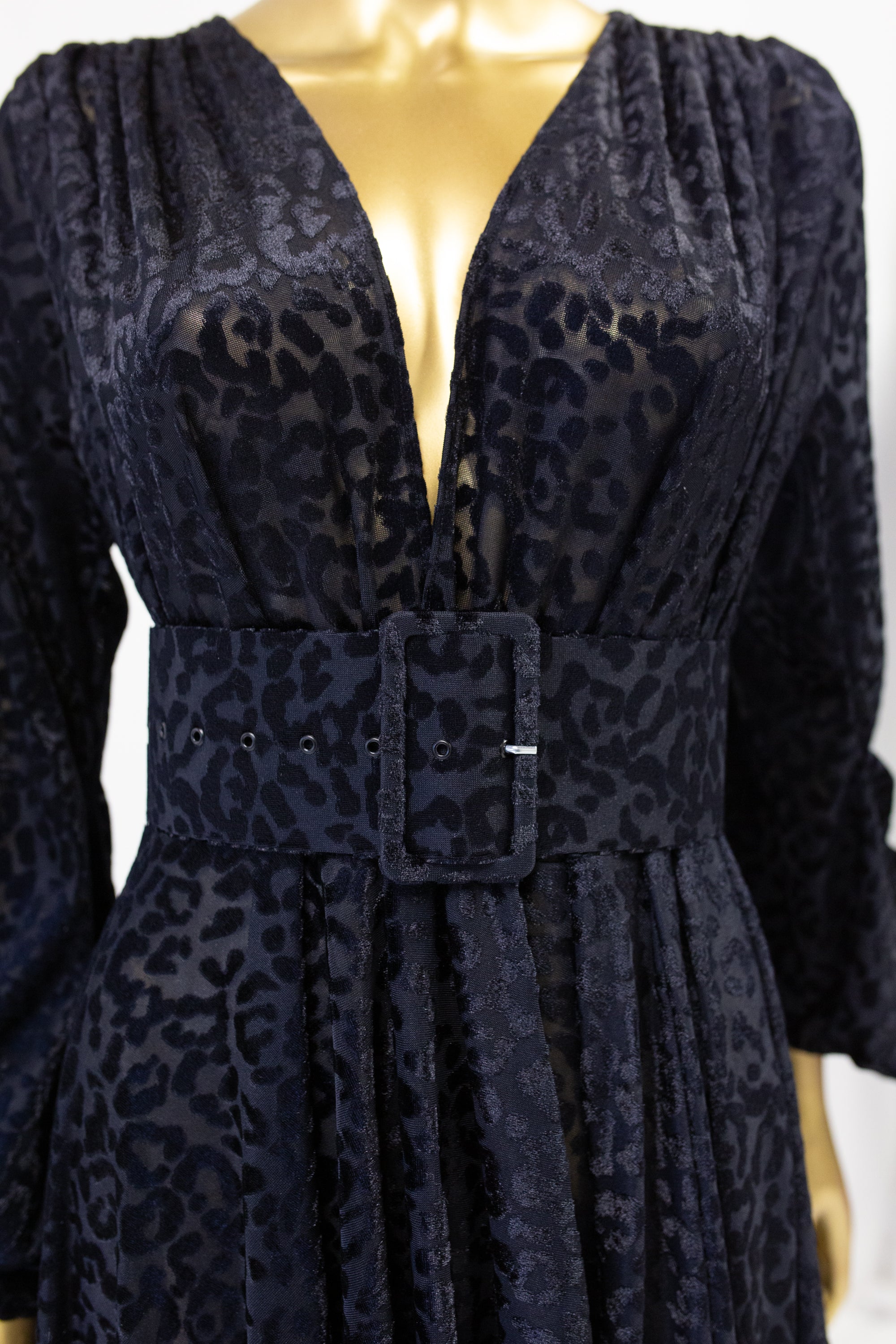 Vanya - Black Velvet Devore Gown