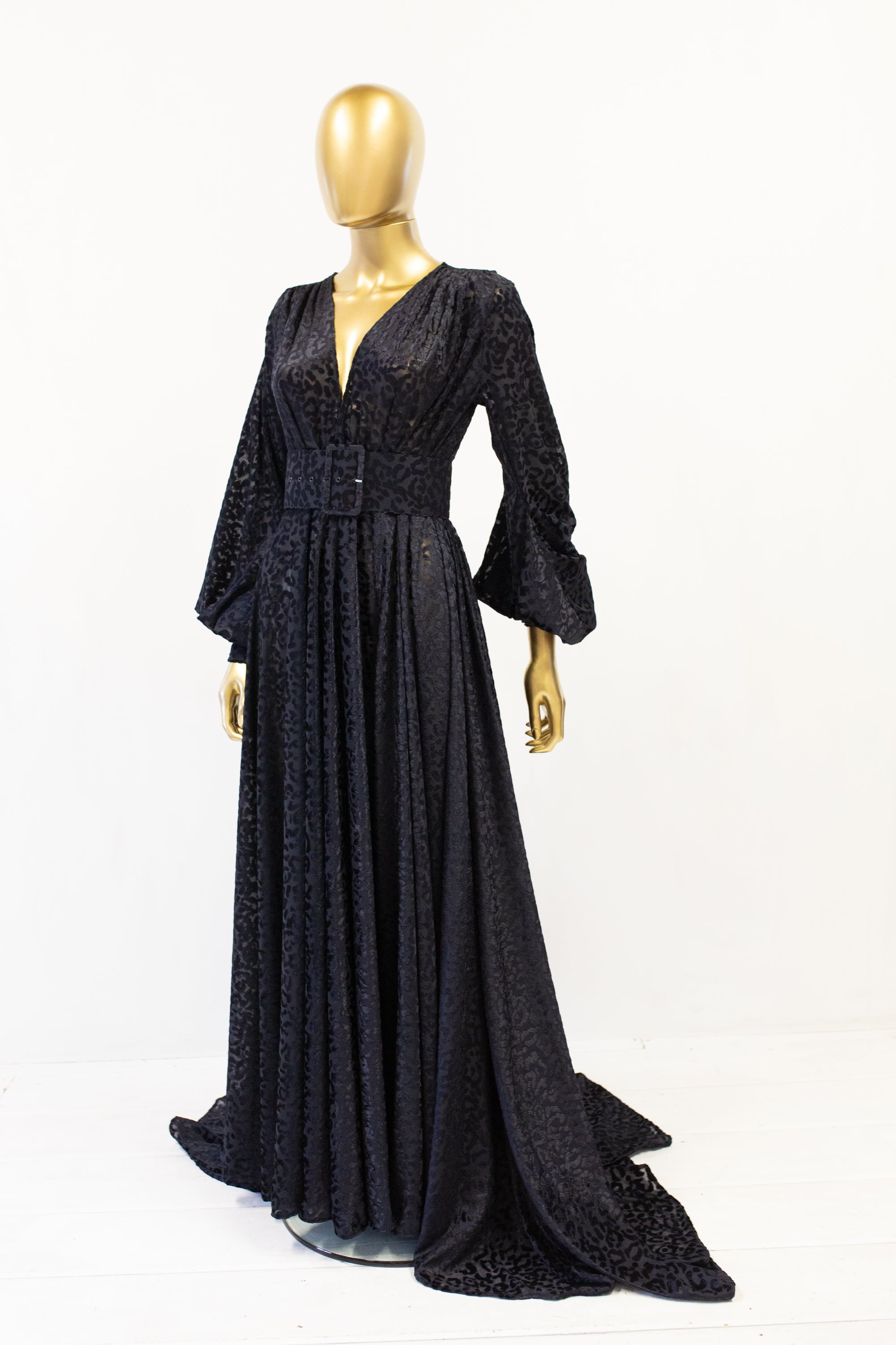 Vanya - Black Velvet Devore Gown
