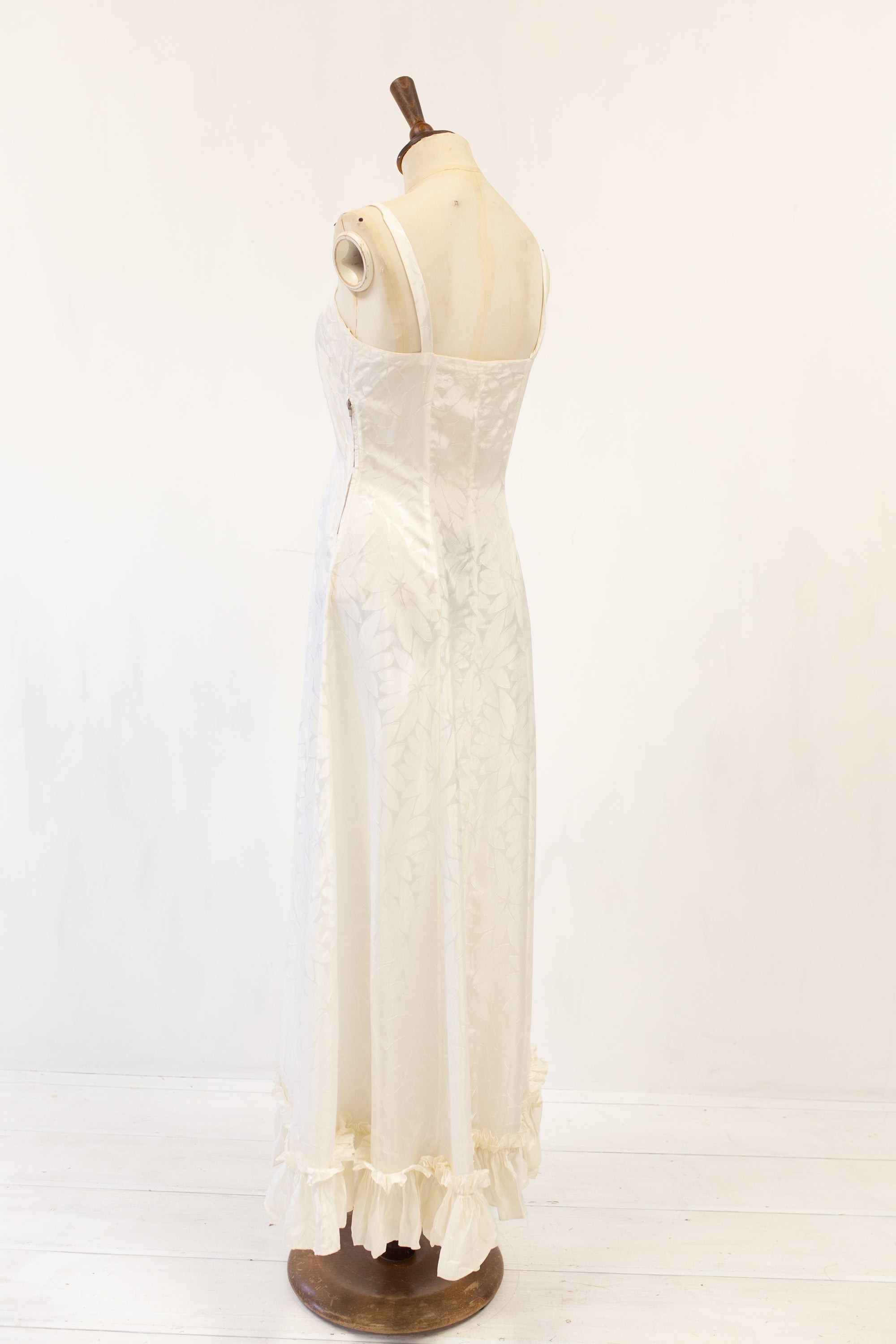 Vintage 1940s Ivory Damask Slip Dress