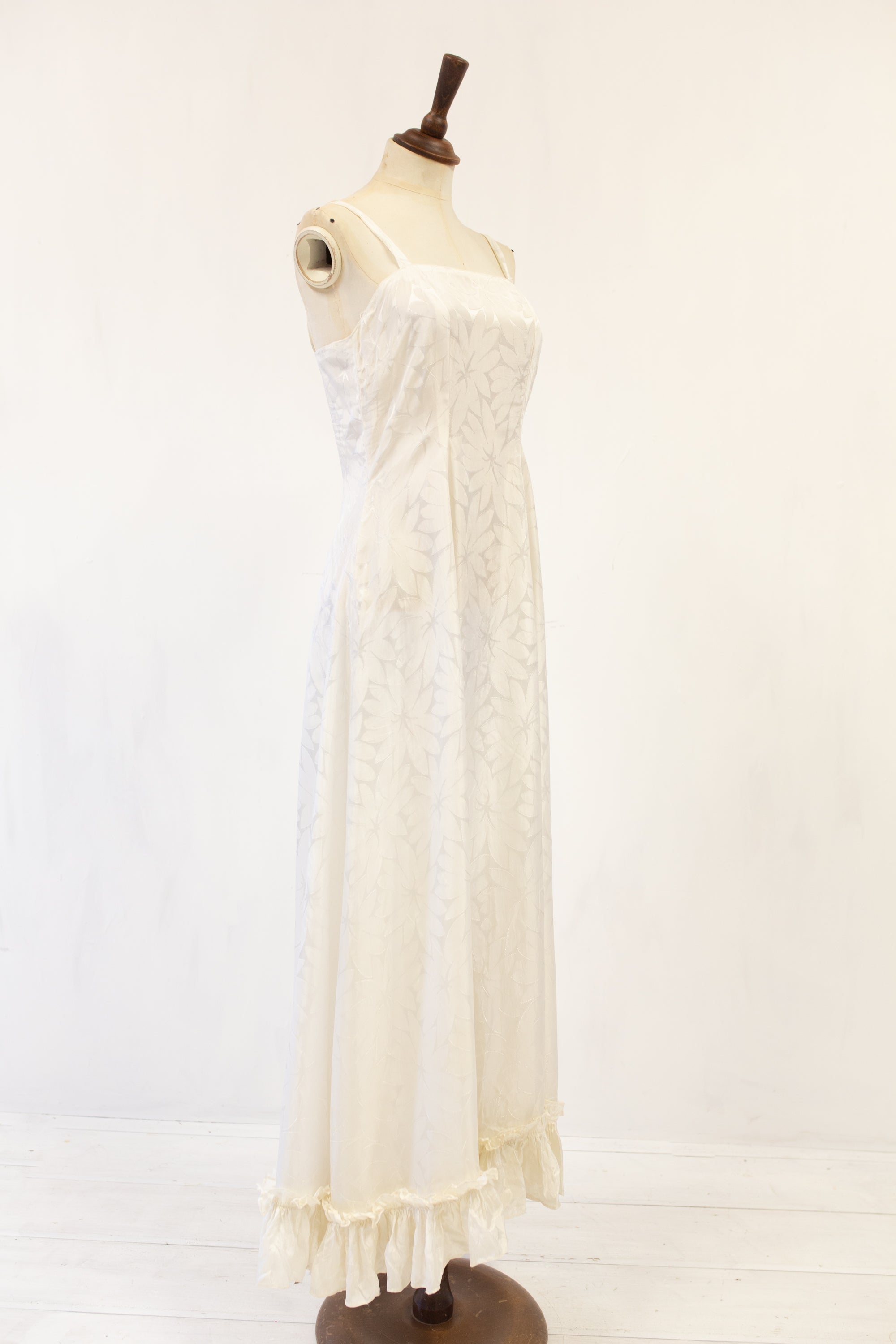 Vintage 1940s Ivory Damask Slip Dress