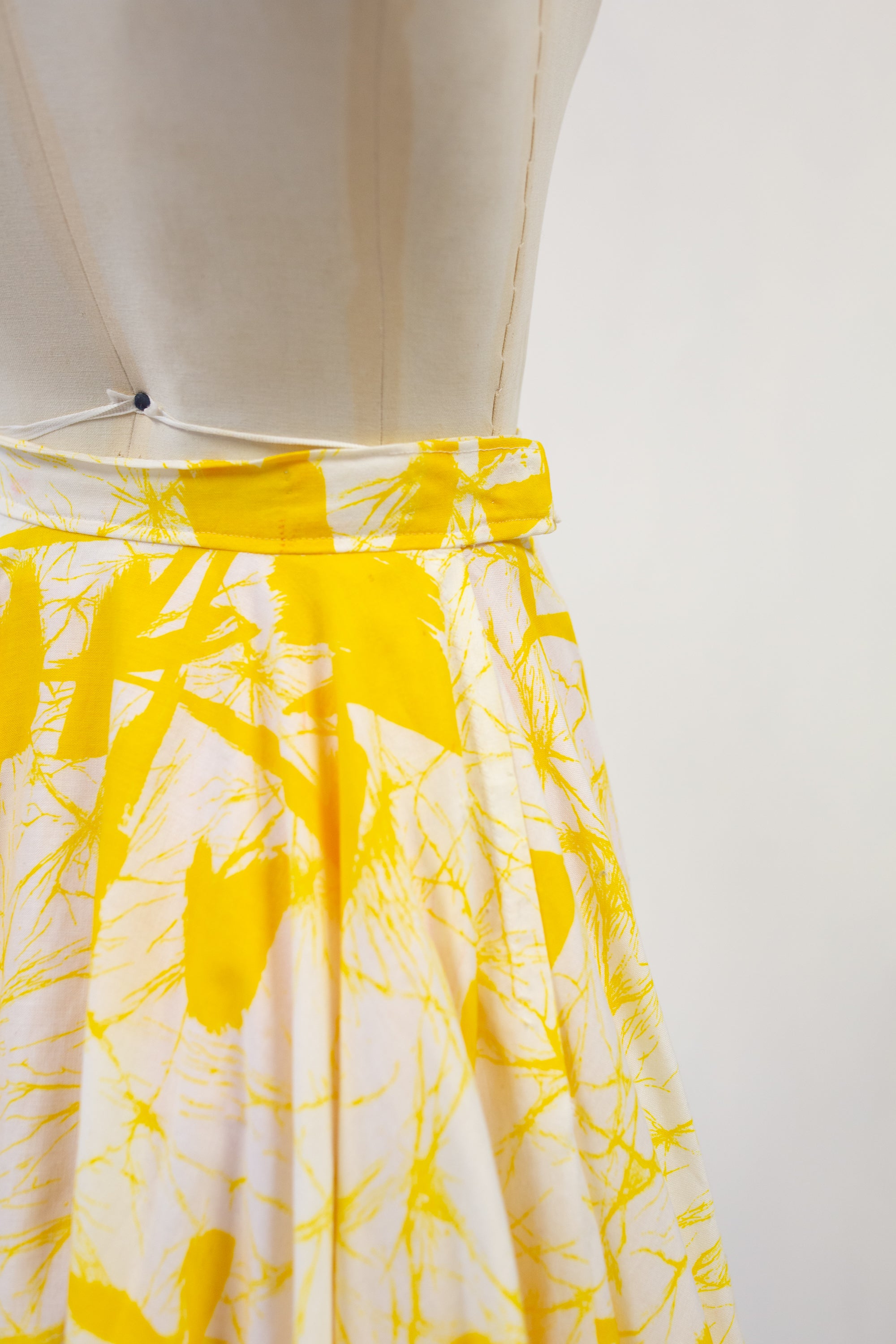Vintage 70s Yellow Cotton Full Skirt