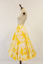 Vintage 70s Yellow Cotton Full Skirt