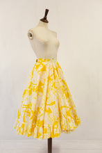 Vintage 70s Yellow Cotton Full Skirt