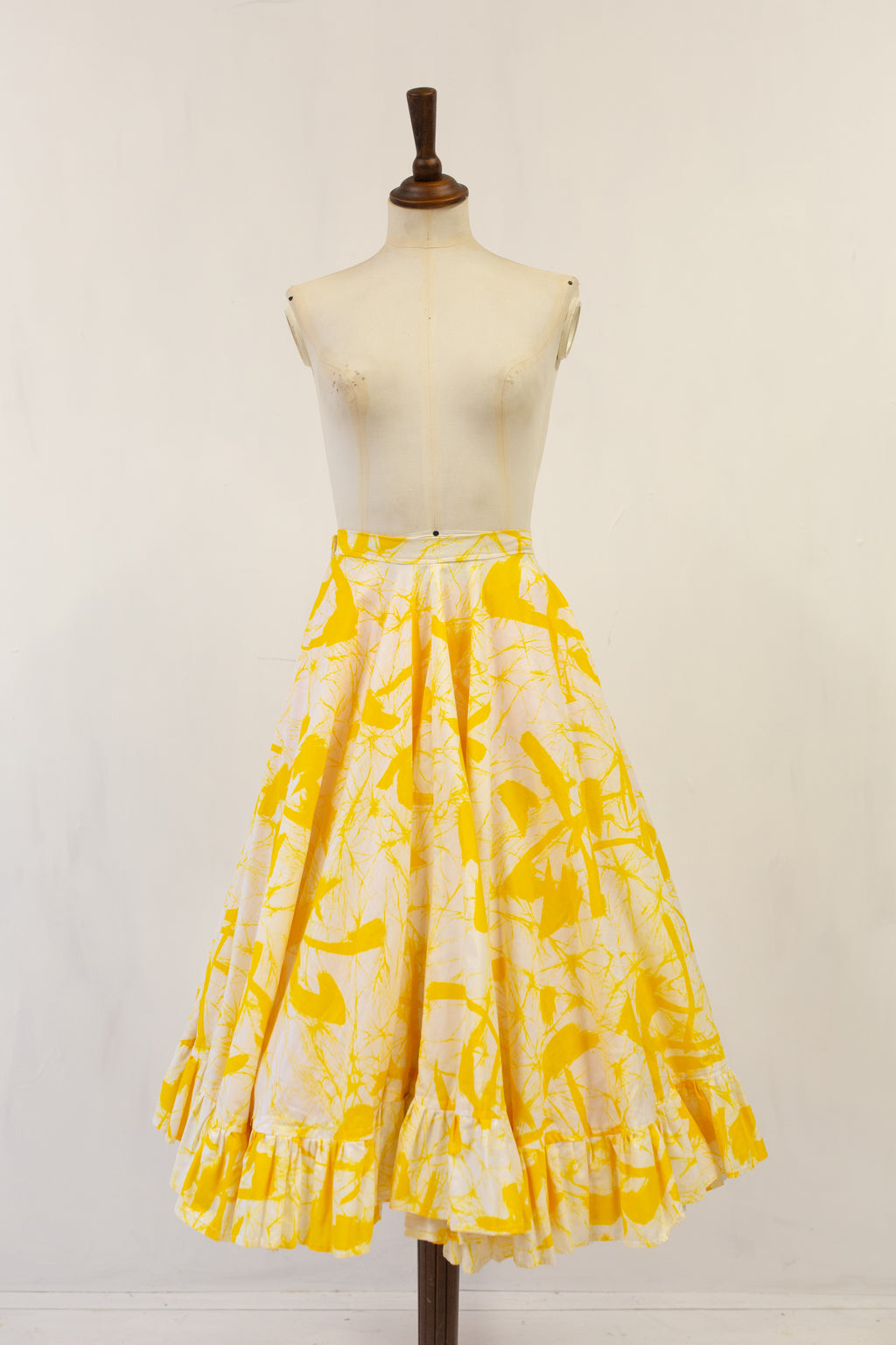 vintage yellow full circle ruffle skirt