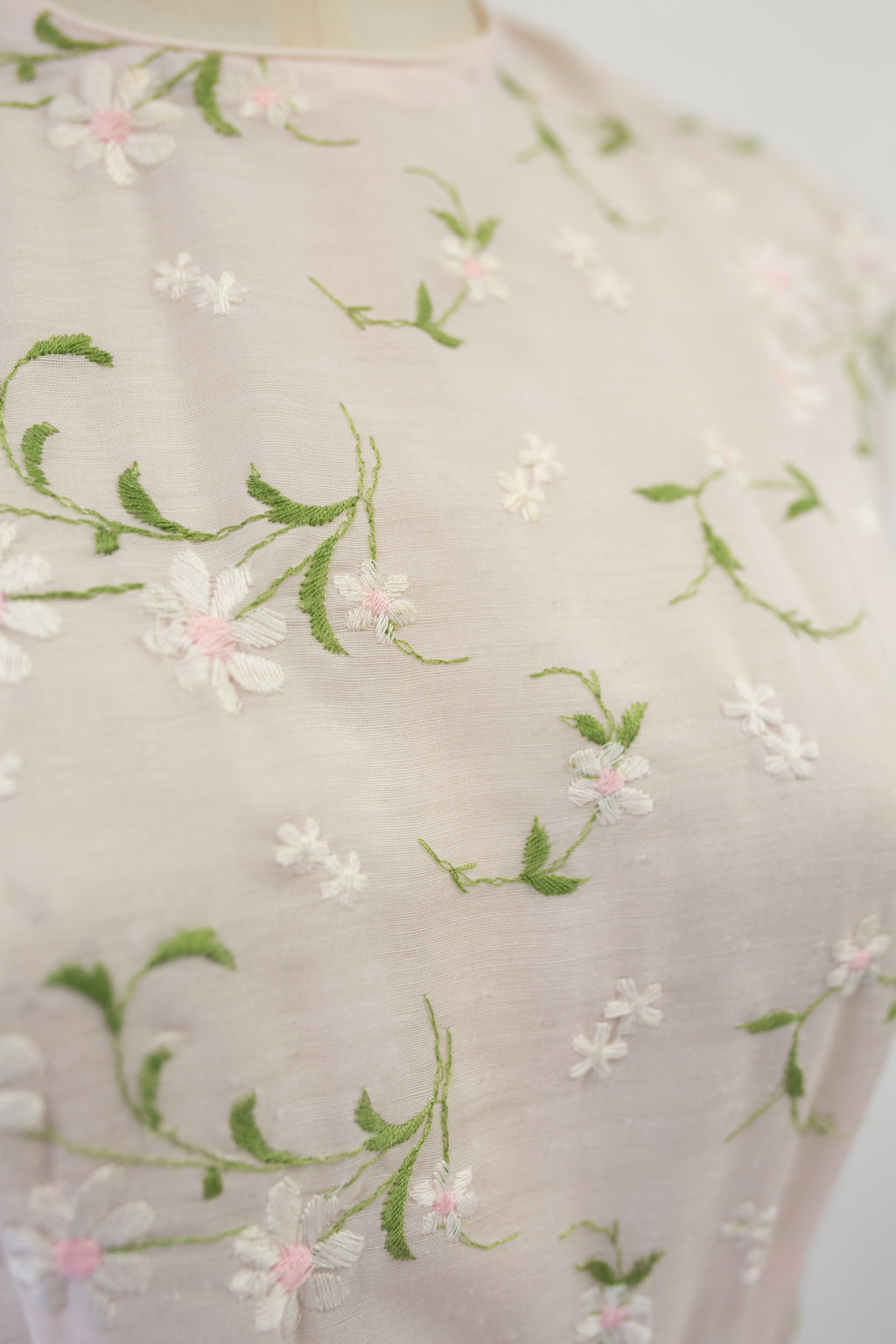 Vintage 1950s Pink Embroidered Dress