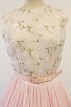 Vintage 1950s Pink Embroidered Dress