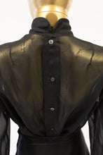 Vintage 1970s Sheer Black Ruffle Blouse