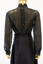 Vintage 1970s Sheer Black Ruffle Blouse