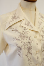 Vintage 1940s Embroidered Silk Blouse