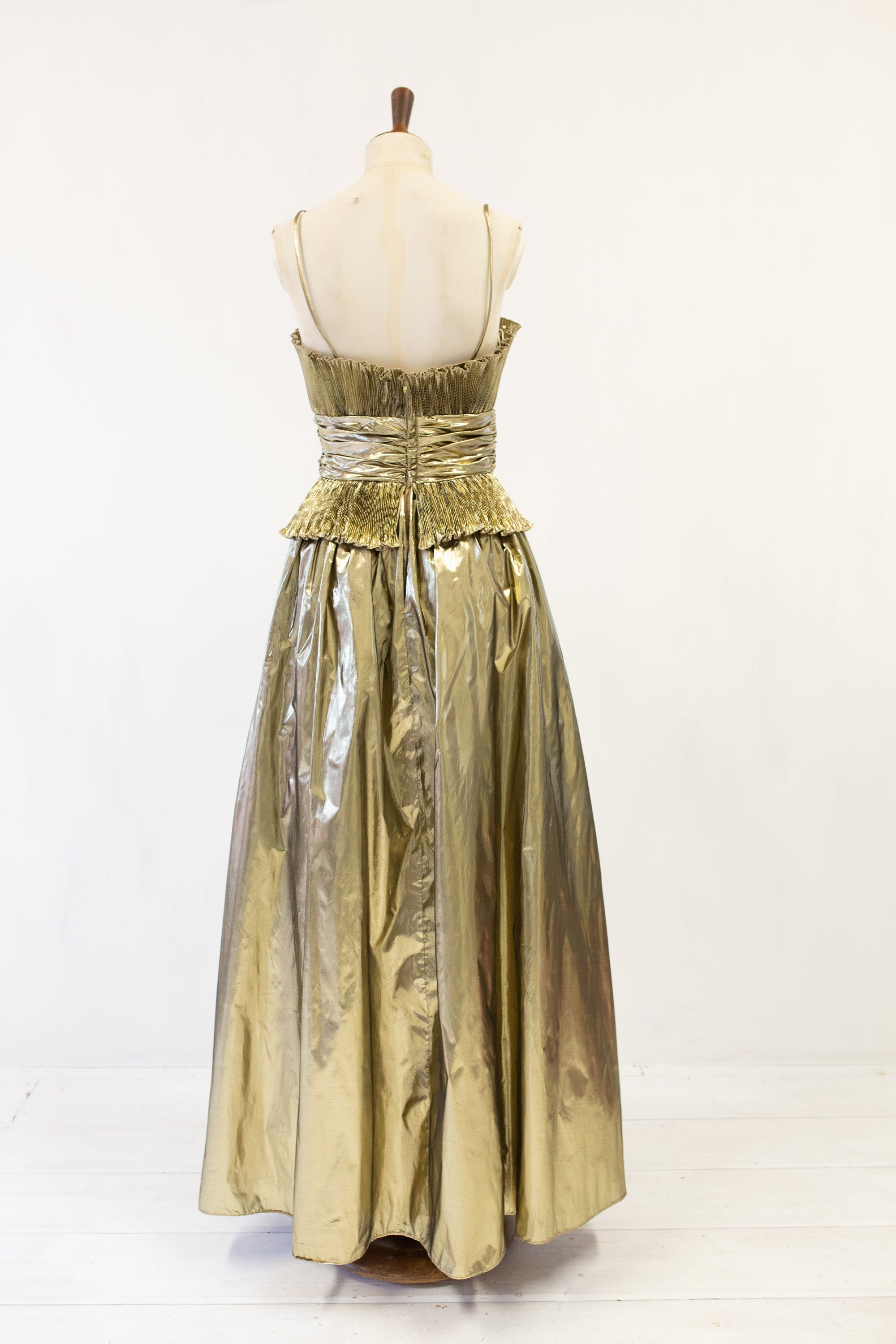 Vintage 1980s Gold Metallic Lamé Maxi Dress