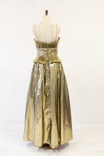 Vintage 1980s Gold Metallic Lamé Maxi Dress