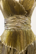Vintage 1980s Gold Metallic Lamé Maxi Dress
