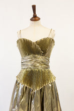 Vintage 1980s Gold Metallic Lamé Maxi Dress