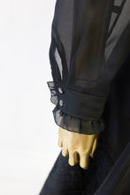 Vintage 1970s Sheer Black Ruffle Blouse