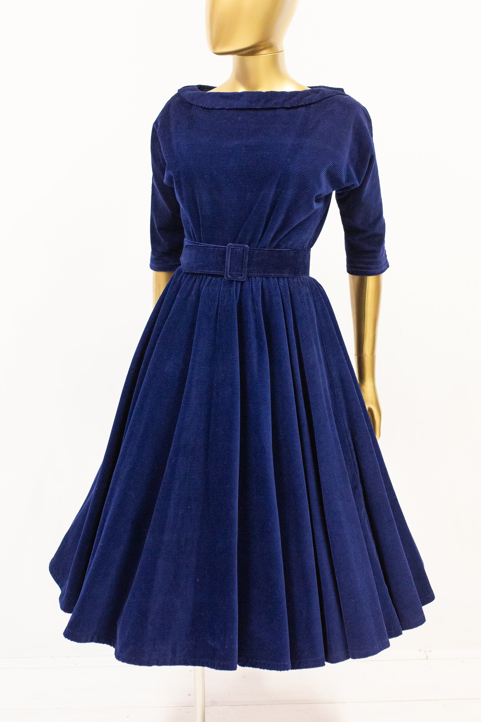 Vintage 1980s Navy Corduroy Dress