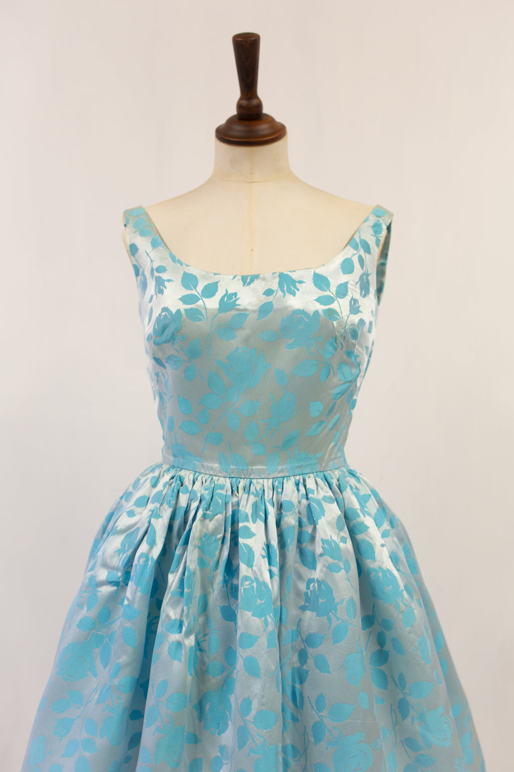 Vintage 1960s Blue Brocade Dress