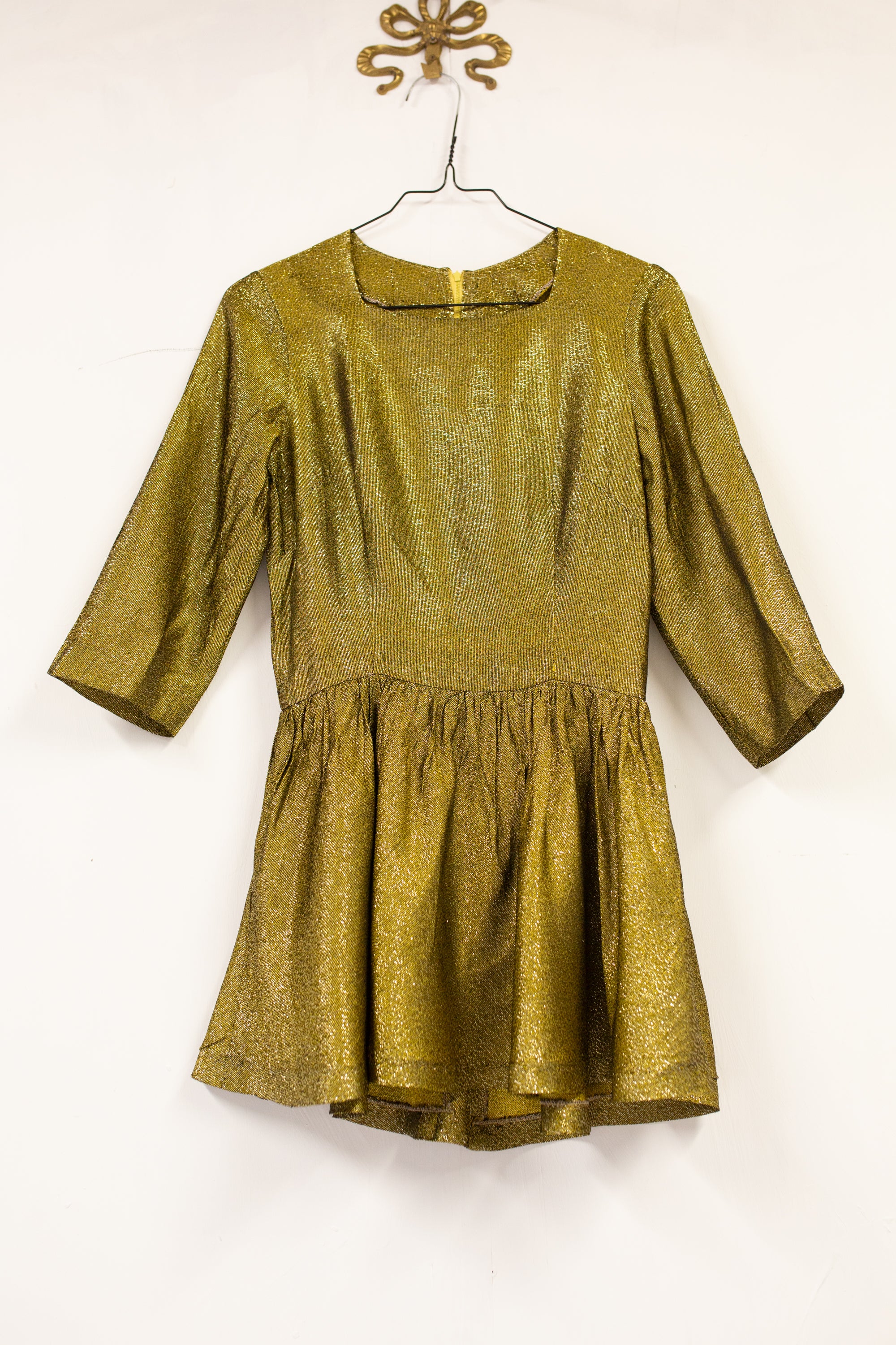 gold lame mini dress Gold Gleaming Metallic Mini Dress