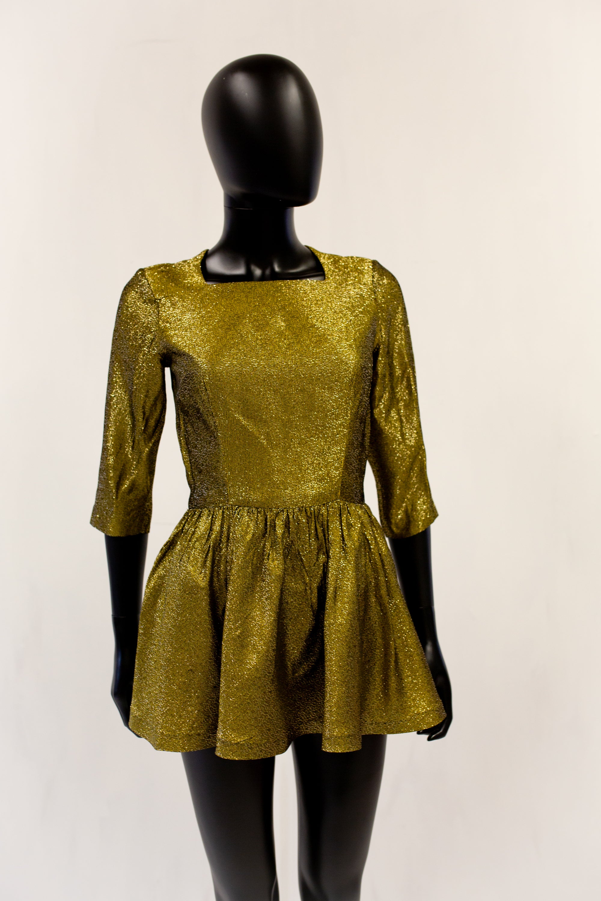 gold lame mini dress Gold Metallic V Neck Short Sleeve Mini Dress