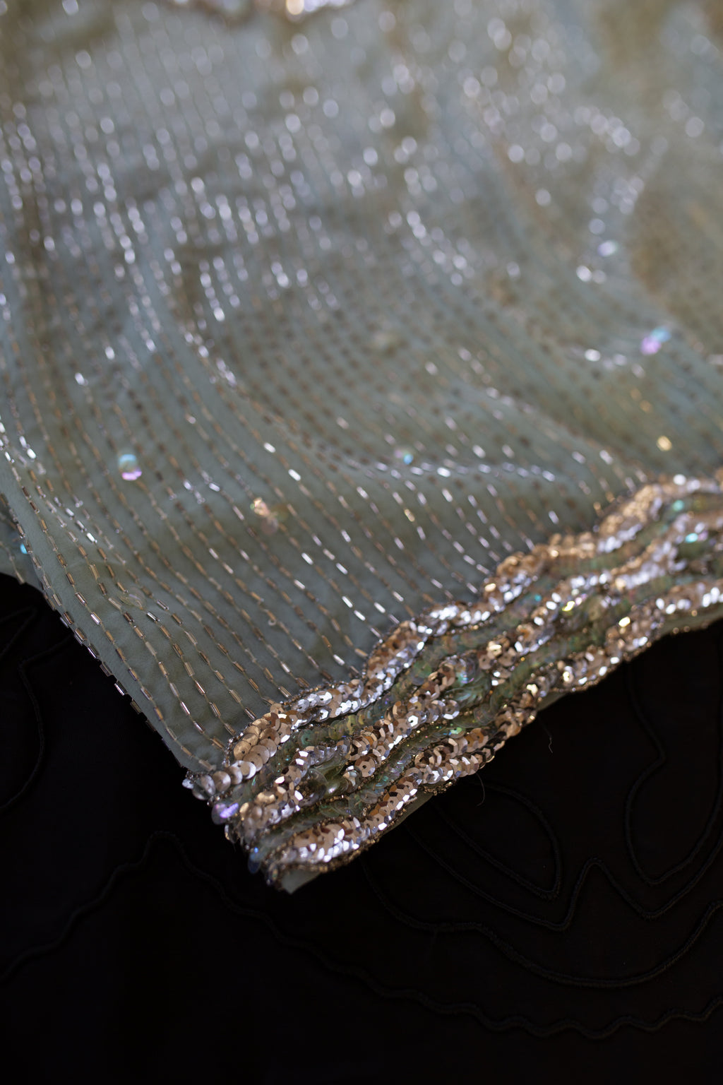 Vintage 1960s Eau de Nil Beaded Top