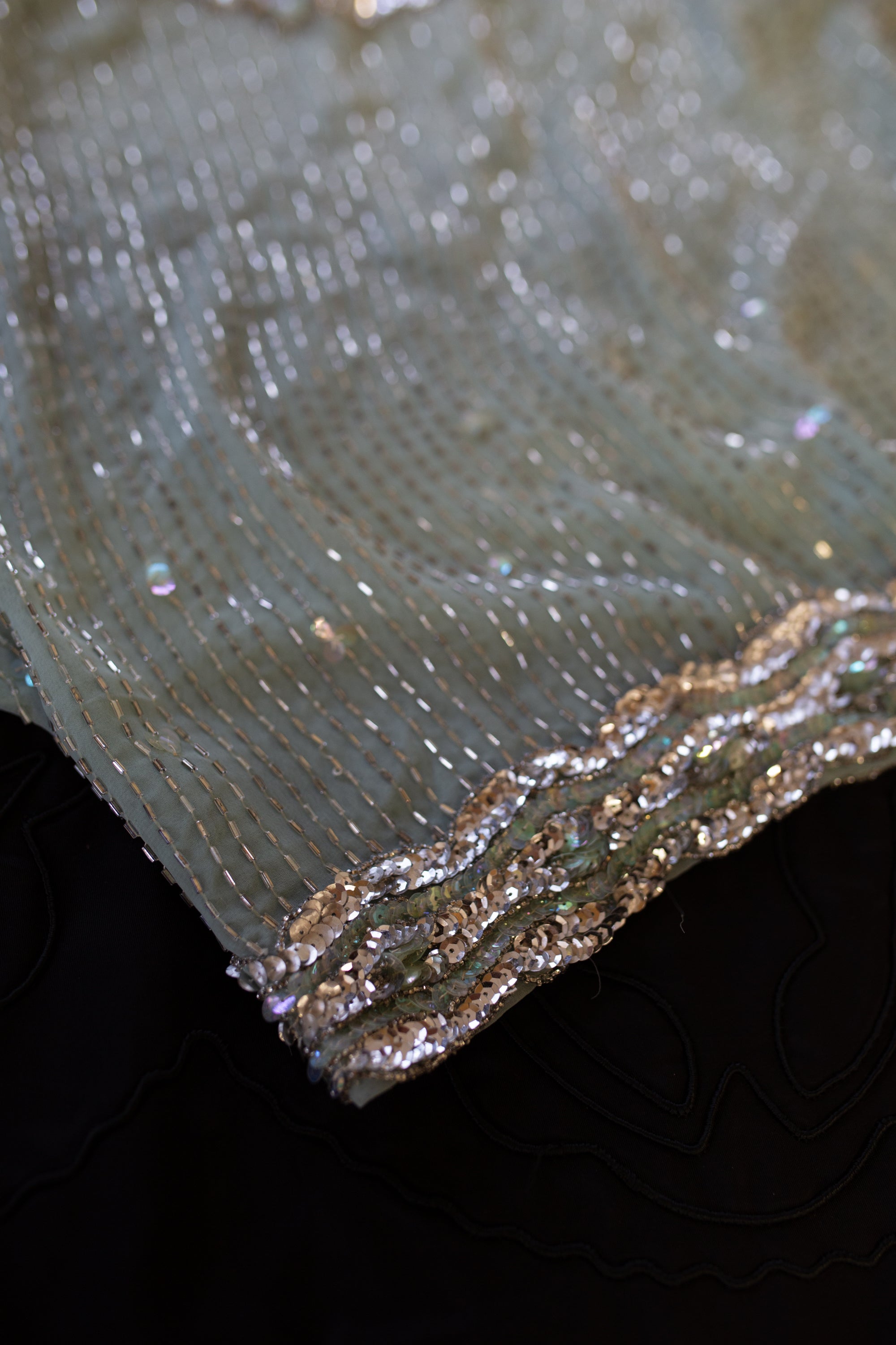 Vintage 1960s Eau de Nil Beaded Top