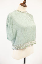 Vintage 1960s Eau de Nil Beaded Top