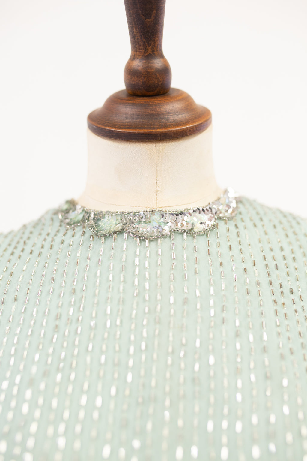 Vintage 1960s Eau de Nil Beaded Top