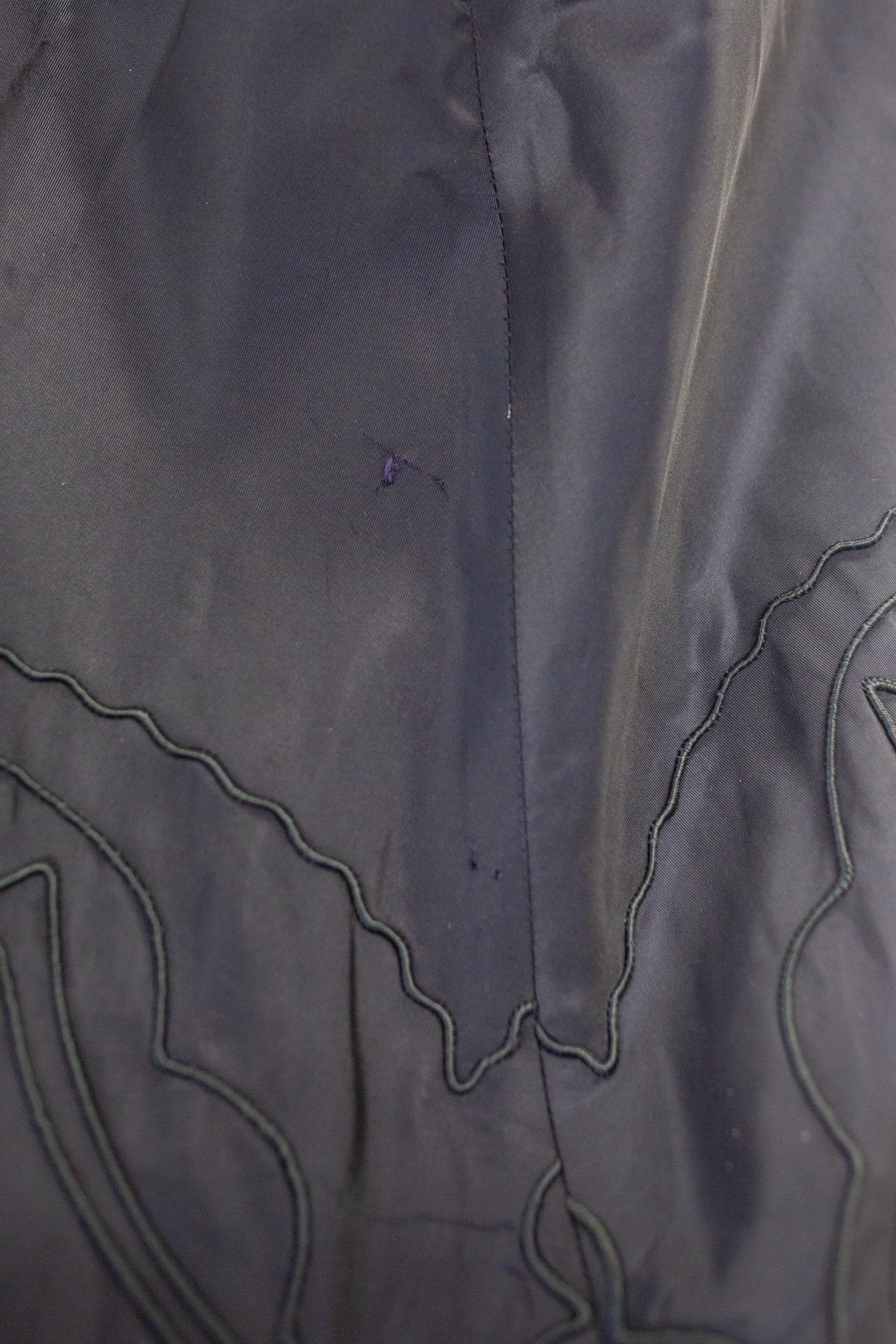 Vintage 1950s Black Taffeta Embroidered skirt