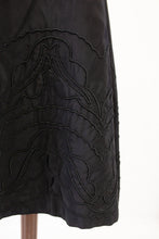 Vintage 1950s Black Taffeta Embroidered skirt