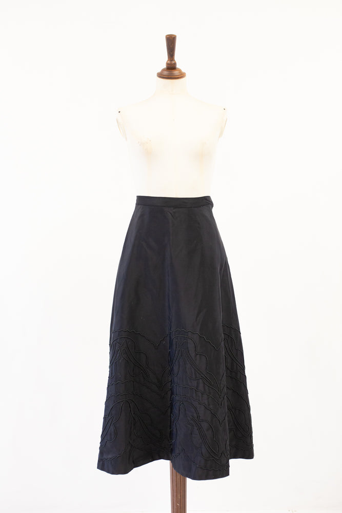 vintage black embroidered skirt