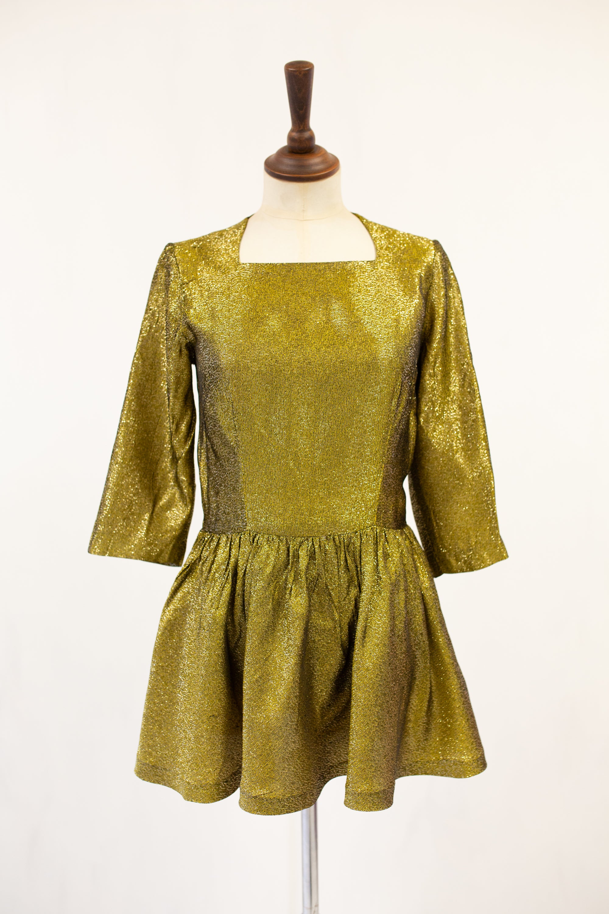 vintage 1950s metallic gold top mini dress