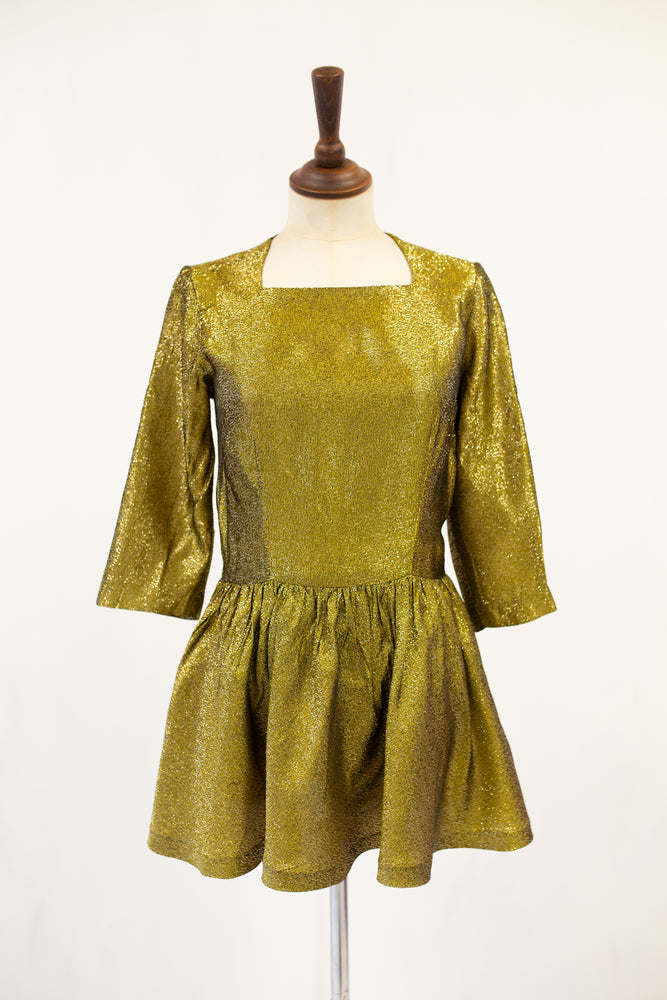 vintage 1950s metallic gold top mini dress