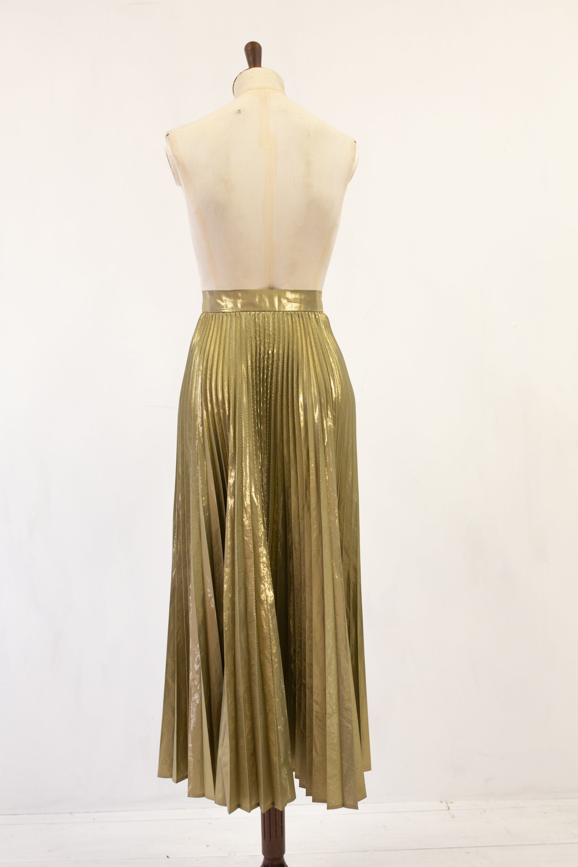 Vintage 1980s Gold Pleated Skirt