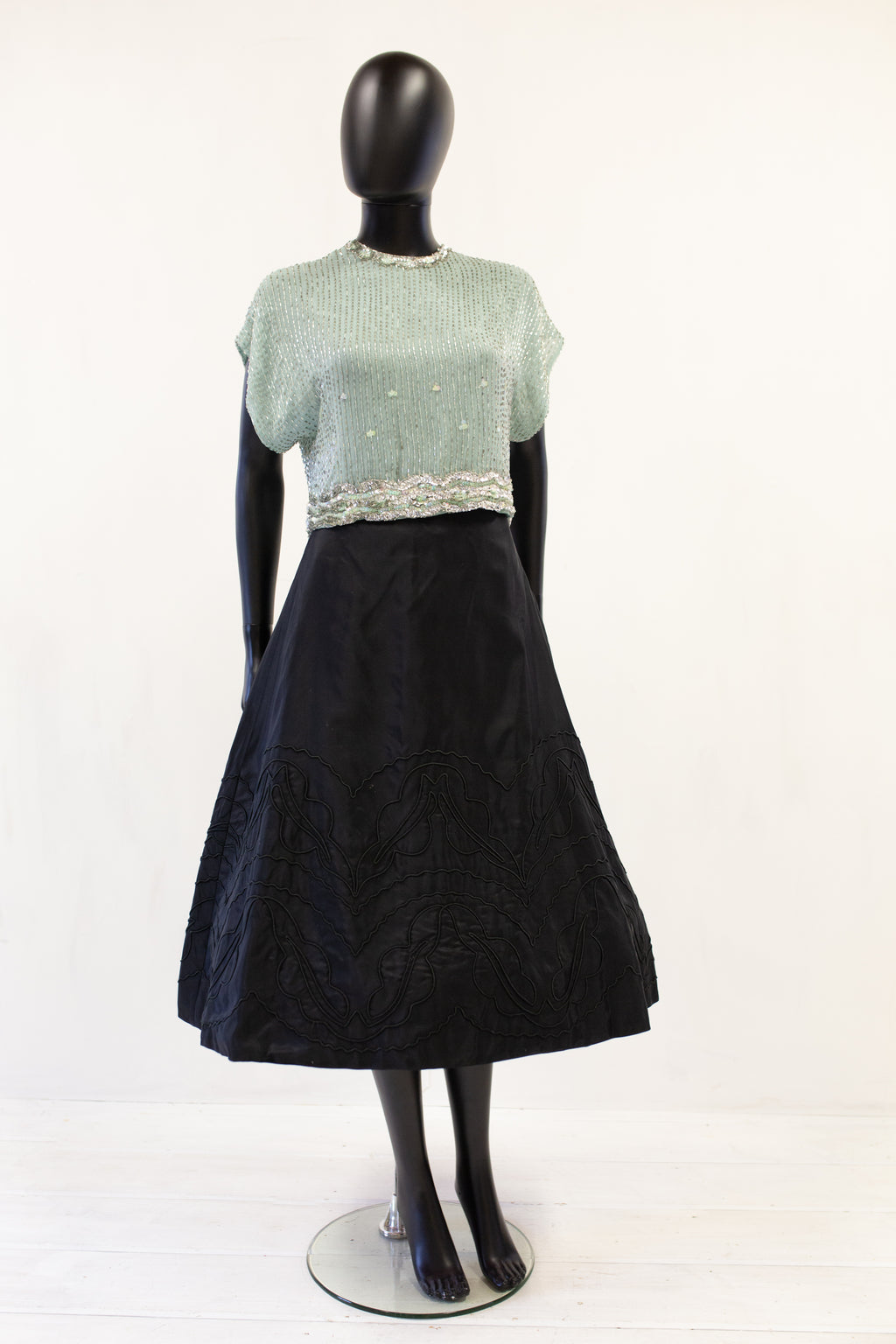 Vintage 1960s Eau de Nil Beaded Top