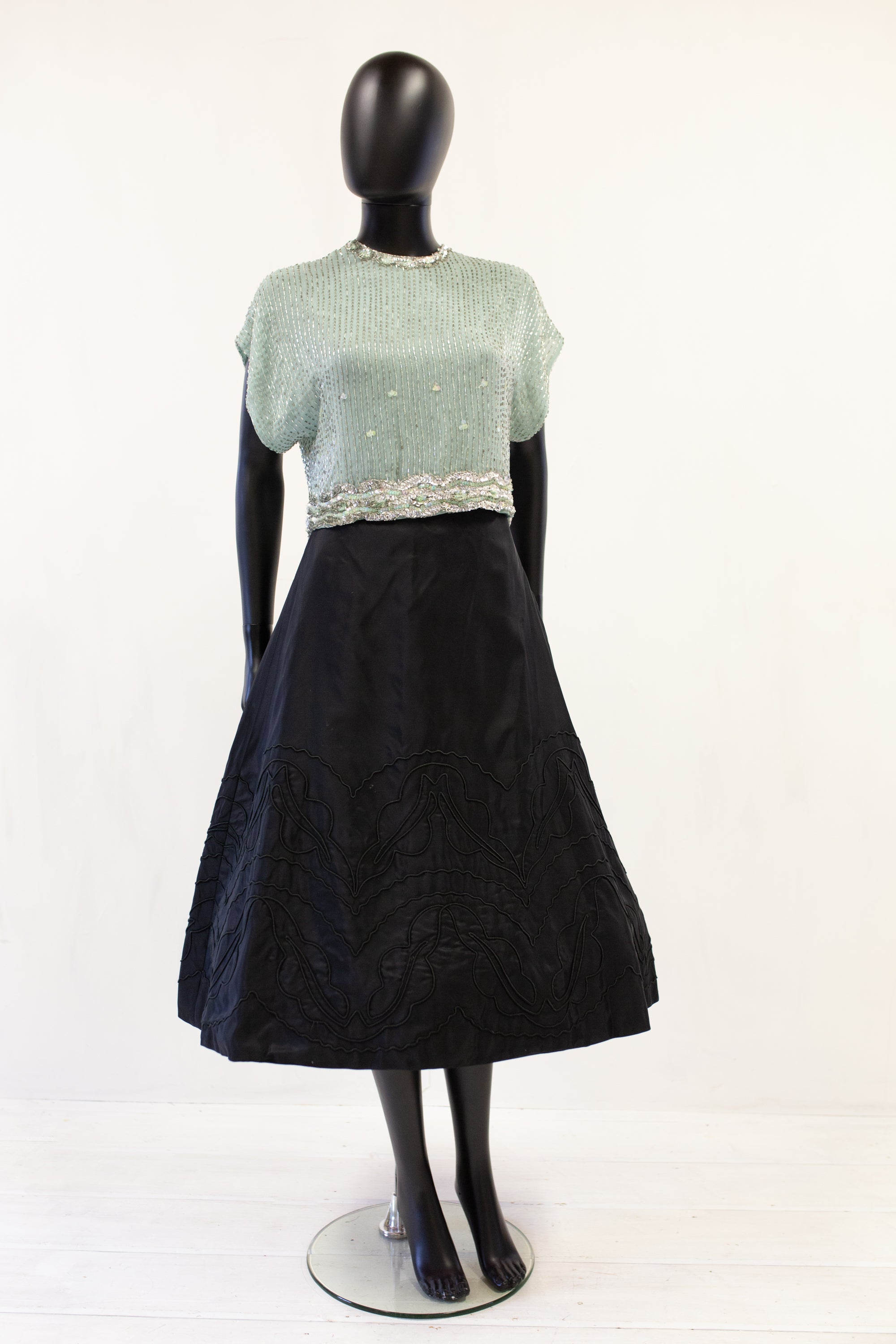 Vintage 1960s Eau de Nil Beaded Top