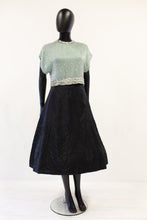 Vintage 1950s Black Taffeta Embroidered skirt