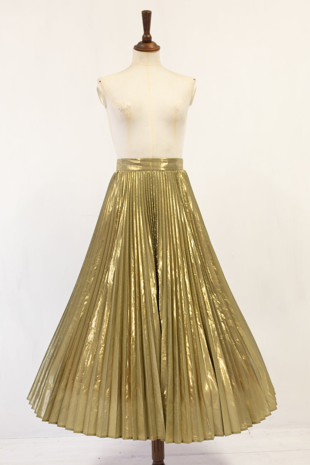 vintage gold pleated skirt 