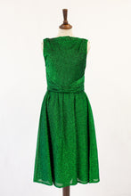 vintage 60s green metallic lurex cocktail dress