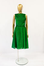 vintage 60s green metallic lurex cocktail dress