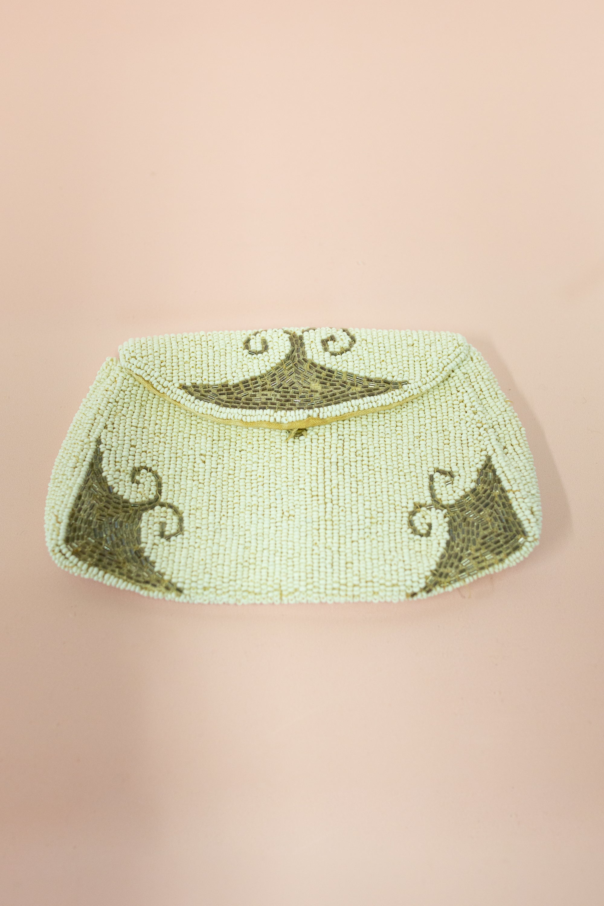 Vintage 1920s Ivory Silver Beaded Purse