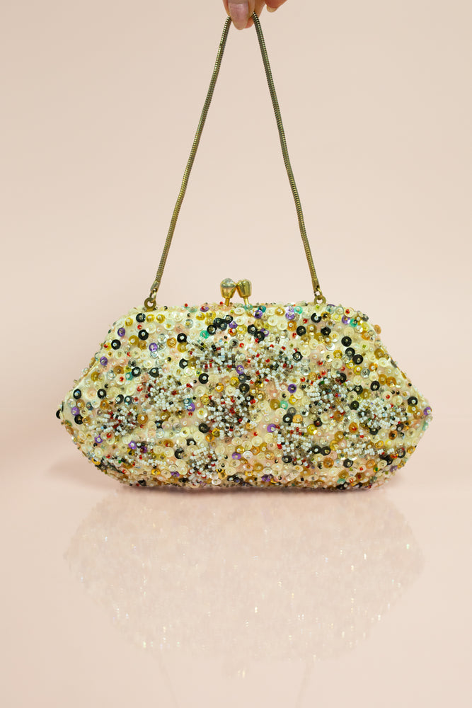 Vintage 1960s Confetti Beaded Clutch Bag