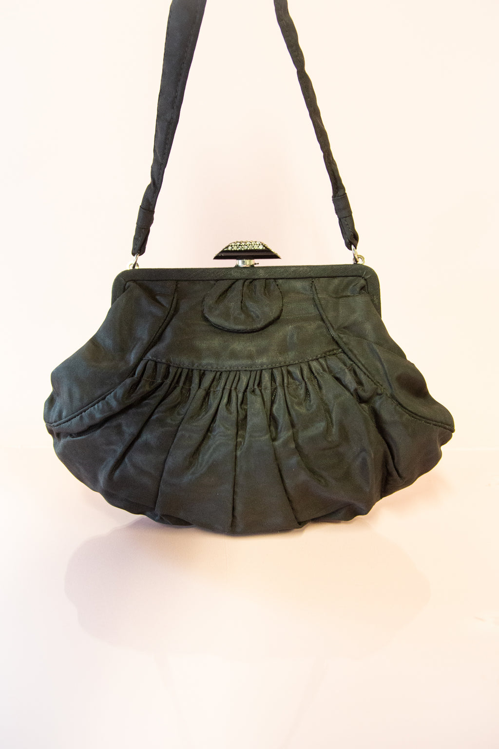 Vintage 1930s Black Taffeta Evening Bag