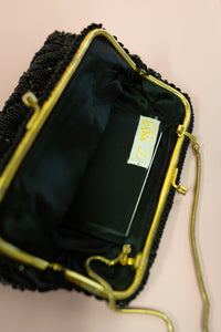 Vintage 1960s Black Beaded Clutch Bag