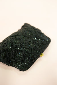 Vintage 1960s Black Beaded Clutch Bag