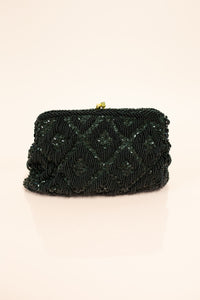 Vintage 1960s Black Beaded Clutch Bag