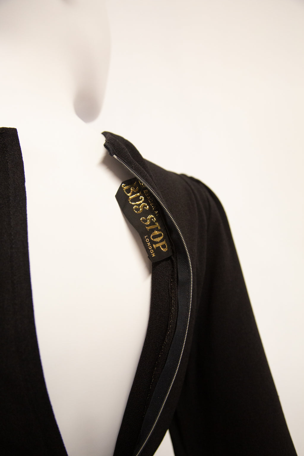 Vintage 1970s 'Bus Stop' Black Crepe Dress