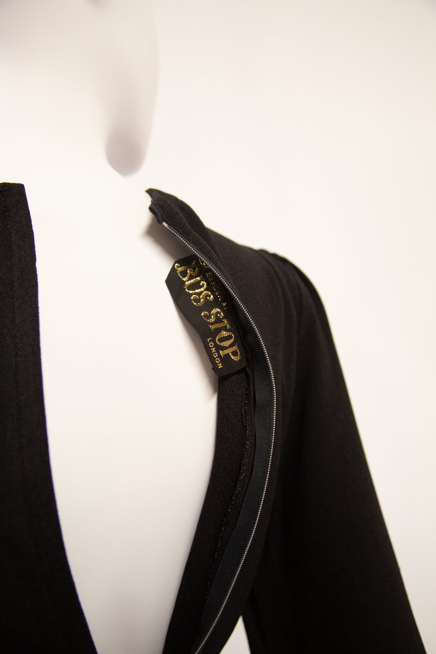 Vintage 1970s 'Bus Stop' Black Crepe Dress