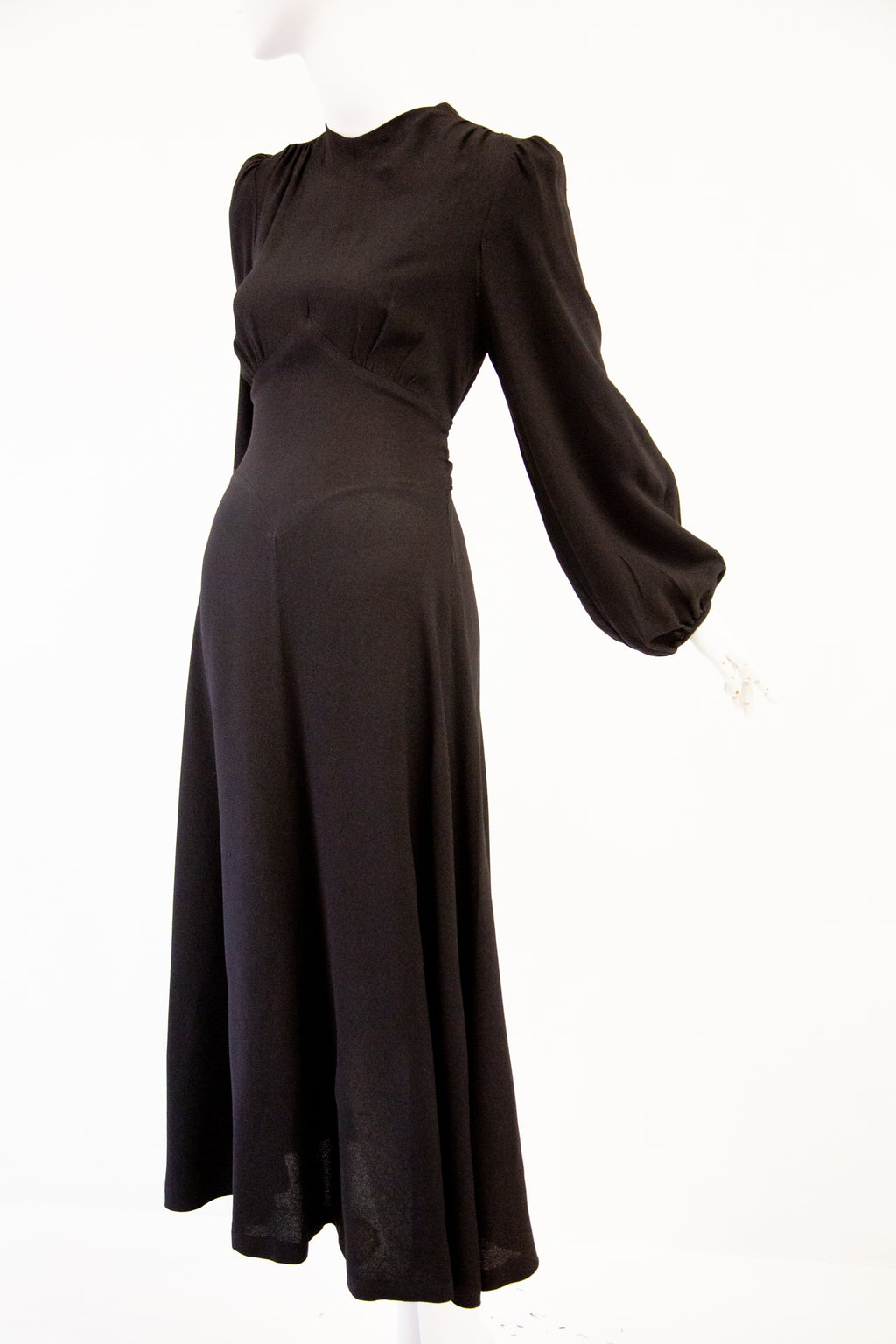 Vintage 1970s black moss crepe Lee Bender Bus Stop dress