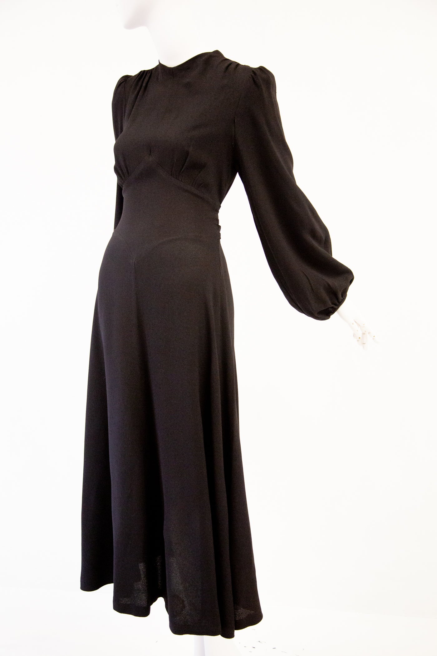 Vintage 1970s black moss crepe Lee Bender Bus Stop dress