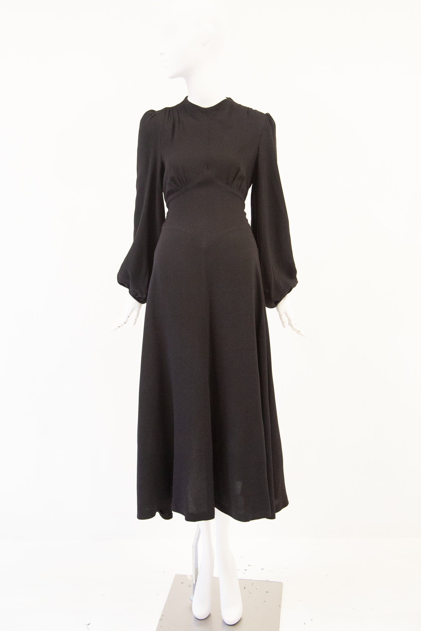 Vintage 1970s 'Bus Stop' Black Crepe Dress